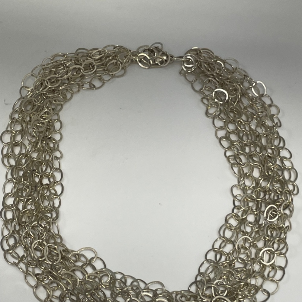 Layered Silver Chain Link Statement Necklace - image 2